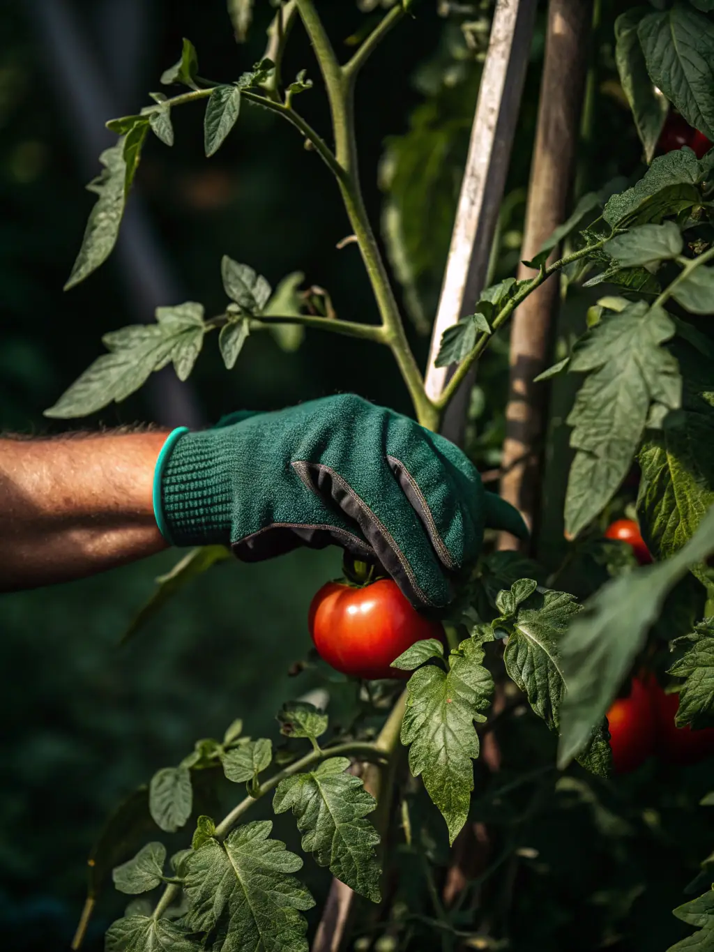 A close-up shot of a gardener meticulously pruning roses in a vibrant garden, showcasing attention to detail.
